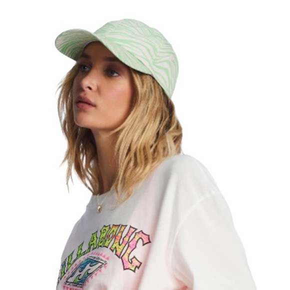 NWT Billabong Green Zebra Print Pipe Dad Hat - Picture 1 of 7